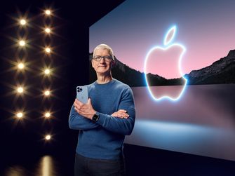 Apple CEO Tim Cook with the iPhone 13 Pro