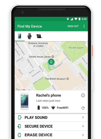 Google find my Android smartphone