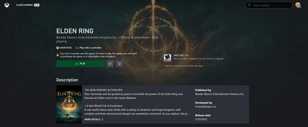 Elden Ring, Xbox Game Pass, Microsoft