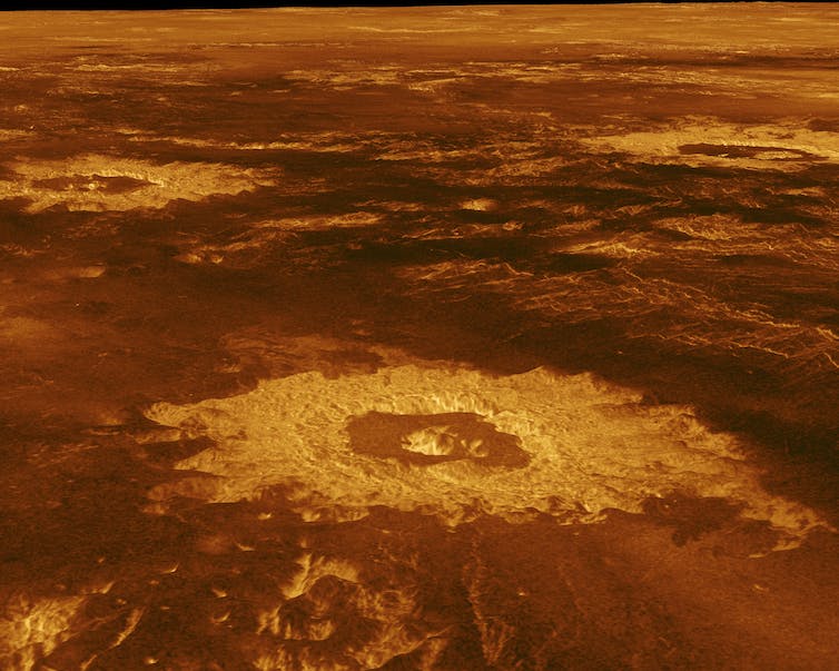 Image of craters on Venus seen by Venus Nasa's Magellan probe.